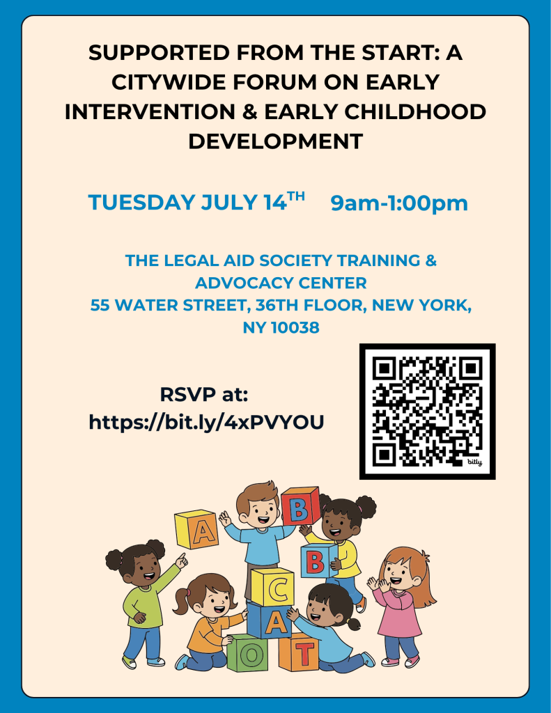 Supported from the Start: Citywide forum on Early Intervention and Early Childhood Development event